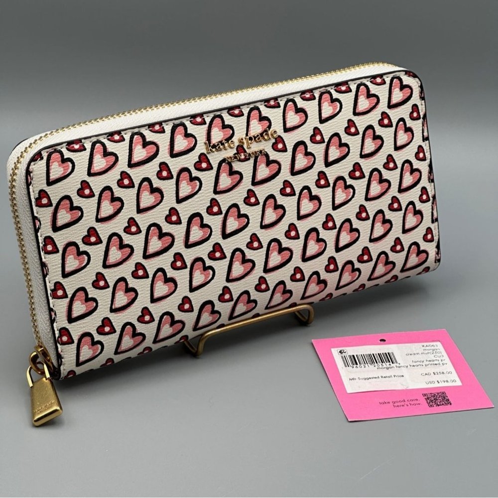 Kate Spade Morgan Fancy Hearts Zip-around Continental Wallet KA063 NWT